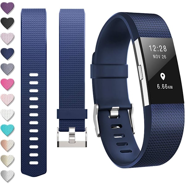 For fitbit Charge 2-reimer - Justerbare sportsarmbånd for kvinner/menn, små/store (2-pakning)