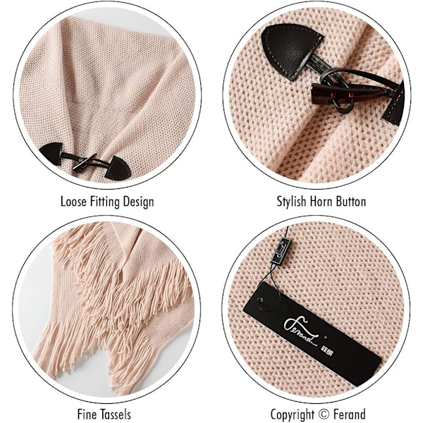 Snygg Hornknapp Rutig Poncho V-ringning, V-fåll