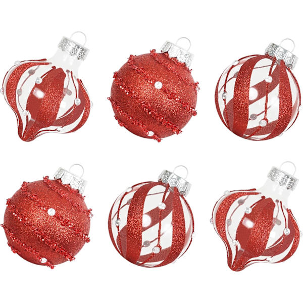 Julgranskulor Set - 70mm/2.76\" Röda Stora Oskadliga Glitter