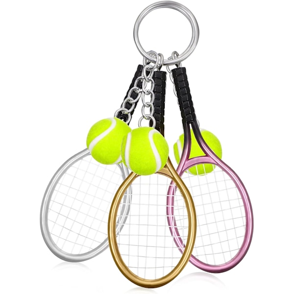 15 stk. Tennis Racket Nøglering Mini Volleyball Nøglering Nøgleringe til Tennis Racket Bulk Gaver til Voksne Sports Nøglering til Charm Flocking Miss As