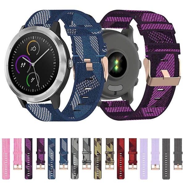 Til Garmin Vivoactive 3 20mm Nylon Flettet Rem Red