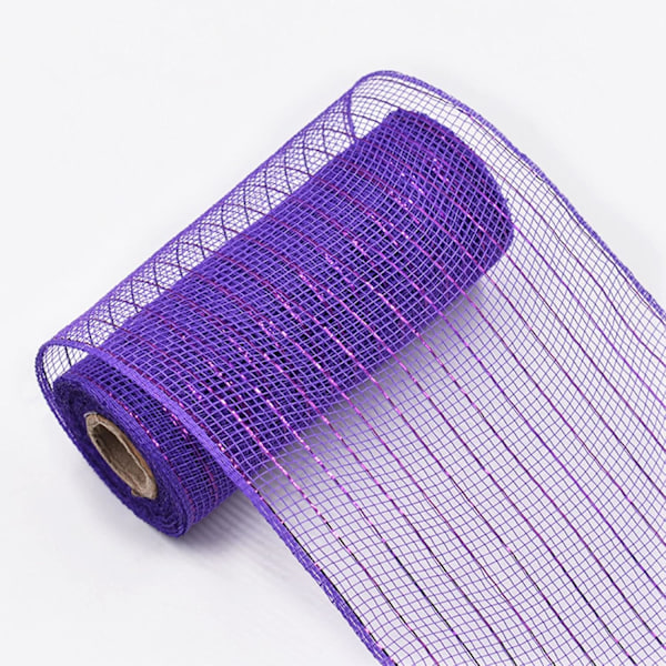 Halloween Polyester Mesh Ribbon Deco Metallic Fall Mesh Metallic Foil Black