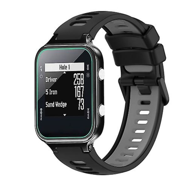For Garmin Approach S20 To-farvet silikoneurrem YSE Black-Grey