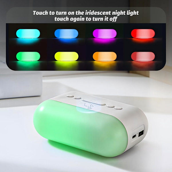 Høj Alarmur til Soveværelser med Dynamisk RGB Nattelys, Farverig LED Digital Alarmur med Snooze, Dobbelt Alarm, Dæmper, Natbord Digitalt Ur