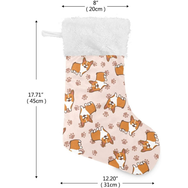 Jule-Strømpe, Personlige Jule-Strømper 2-pakning Dyr Hund Barnlig Corgi 45,7 cm Jule-Strømper Hængende Ornament Pejs til Trædekoration