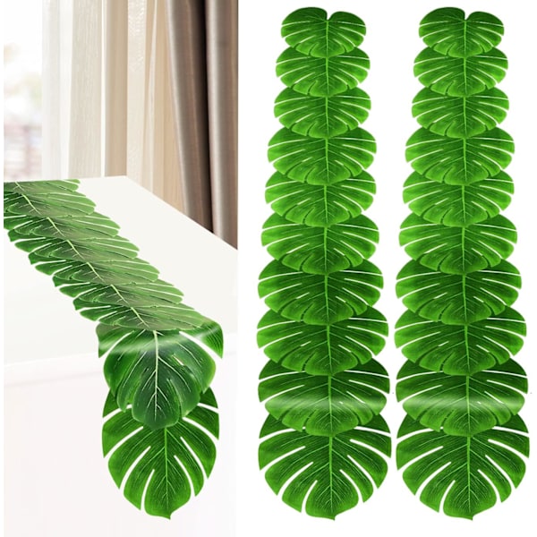2 st palmblads bordslöpare - Artificiell tropisk palmbladsdekor