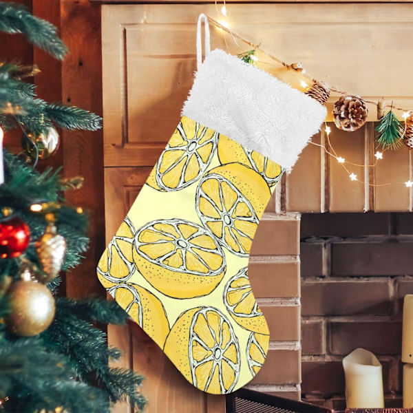 Julklapp, personliga julklappsstrumpor set om 2 citroner 45,7 cm julstrumpor hängande ornament spis för träddekoration  17.71x