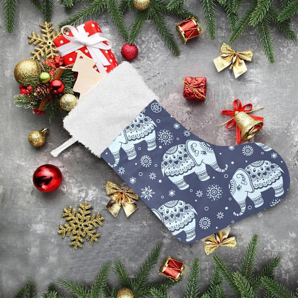 Julklapp, Personliga Julklappsstrumpor 2-pack Elefant Skog Djur Boho 18 tum Julstrumpor Hängande Ornament Kamin för Träddekoration