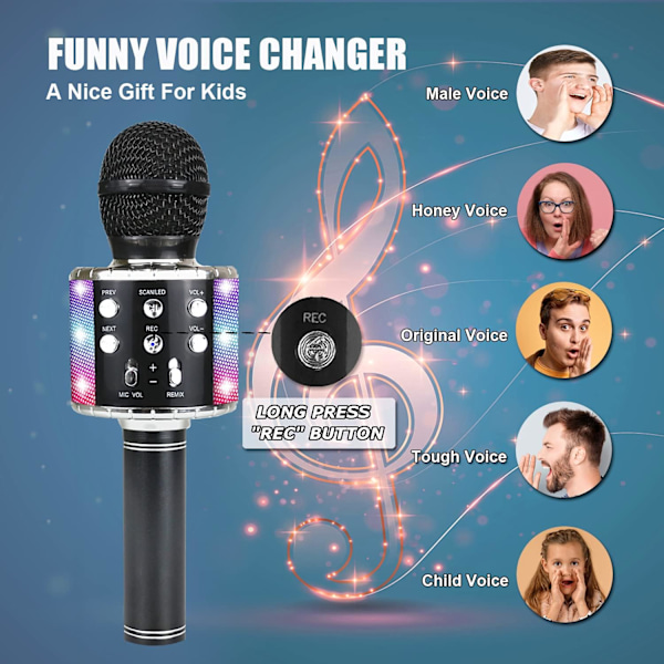 Trådløs Bluetooth karaoke mikrofon til børn, bærbar
