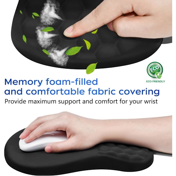 Ergonomiskt handledsstöd för musmatta med massagedesign, handledsstöd i minnesskum för smärtlindring, musmatta med halkfri PU-bas, musmattor för trådlöst
