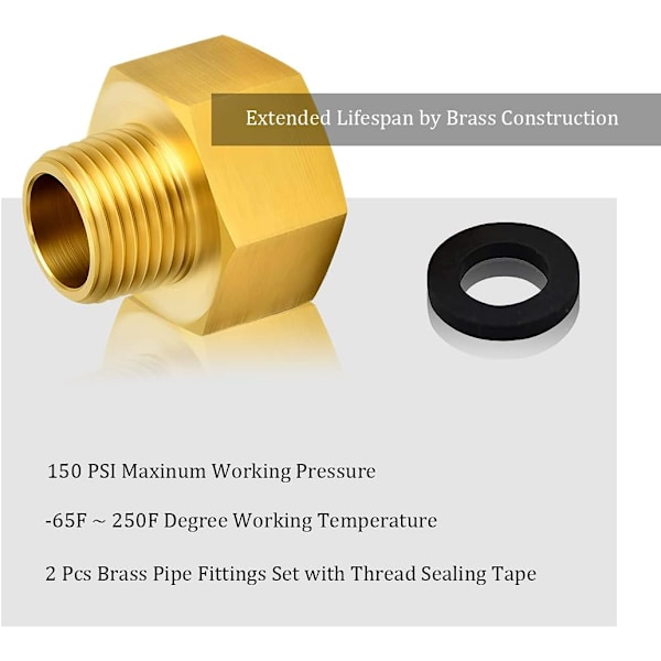 Gasslange Adapter - Gevind Fitting Reducer til Gaskomfur