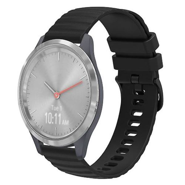 För Garmin Vivomove 3s 18mm Wavy Dotted Solid-color Silikonklockarmband XWB Black