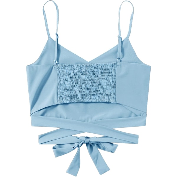 Kvinners Spaghetti Stropp Knot Bak Crop Top Wrap Cami Top