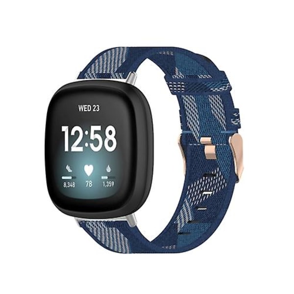 For Fitbit Versa 3 Nylon Weave Canvas Watch Band ZRJ Blue