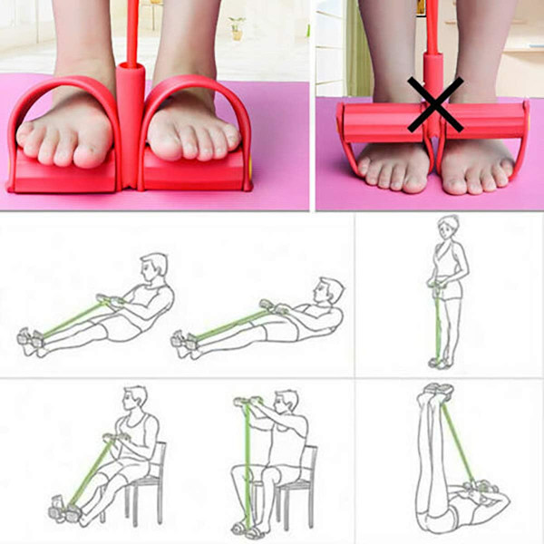 ECYC Ft Pedal Rll y Abdmen Trainer Telescpic Belt Handle Elastic Pull Rpe  Arm Leg Fitness Shaping Hme Sprts Sit-ups Yga High Elastic Purple