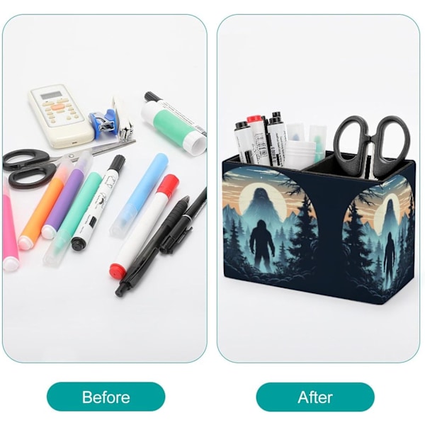 Ssqutch Bigfoot PU Läder Pennhållare och Behållare Pennställ Makeup Borstställ Pennor i Kopp för Kontor Hem Färg Färg