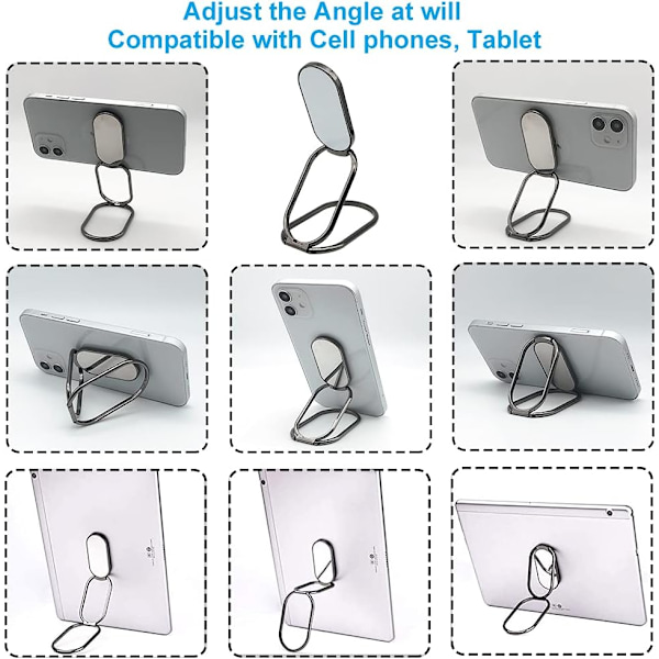 Mobiltelefon Ring Holder Fingerstøtte, Foldbar 360° Rotation Mobiltelefon Stand til Skrivebord, Kontor, Magnetisk Bilholder, Metal Multi-Vinkel til P