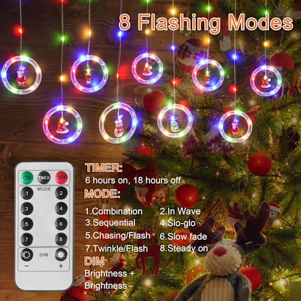 Julegardinlys med hengende lys: 11FT Led Fairy String Twinkle Xmas