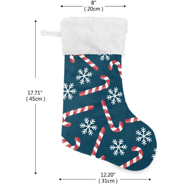 Julklapp, personliga julklappsstrumpor 2-pack Lollipop Snöflinga 45,7 cm Julstrumpor Hängande Ornament Kamin för träddekoration