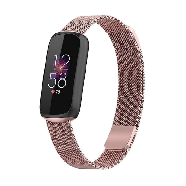 Ersättning Rem i Rostfritt Stål Magnetisk Milan Mode Armband För Fitbit Luxe rose pink