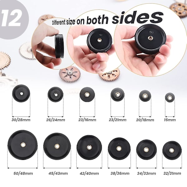 Klockfodral Die Back Case Press Die Med 12 storlekar formar, Klockreparationssats Klockbatteribytessats