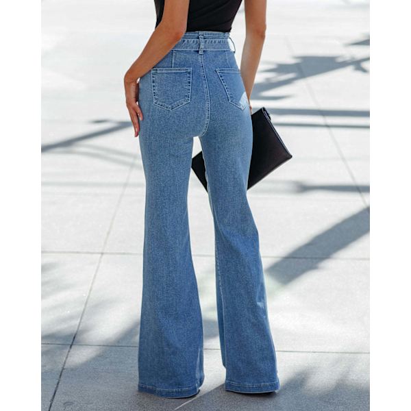 Elastiska Slim Fit spetsar med breda ben Micro Ragged jeansbyxor