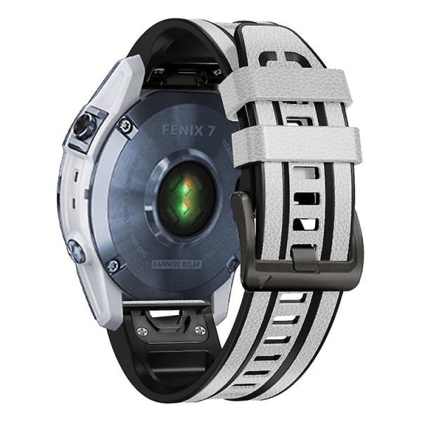 For Garmin Fenix 7 Quick Release Silikone Læder Rem HTK White