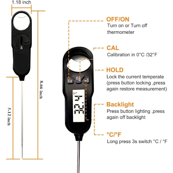 Digital kötttermometer - Omedelbar termometer för matlagning, BBQ,