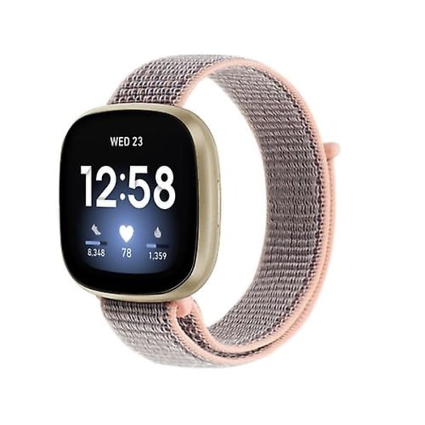 For Fitbit Versa 3 Nylon Loop Watch Band HOS Pink Sand