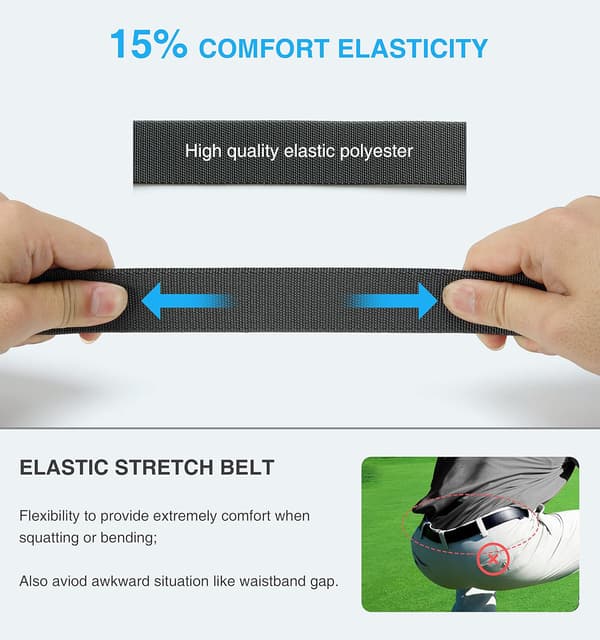 wxsp - Elastiskt bälte för män - Elastiskt bälte med plastspänne - Säkerhetsbälte - Upp till 130 cm - Svart - 38