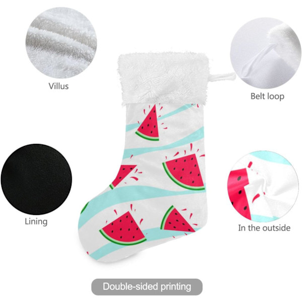 Julklapp, personliga julklappsstrumpor 2-pack Snygga Vattenmelon Frukt 45,7 cm Julstrumpor Hängande Ornament Eldstad för Ba