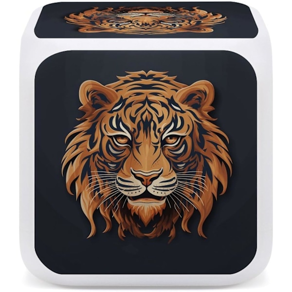 LED-väckarklocka, nyår Tiger-logotyptryck Flerfärgad väckarklocka Geometrisk väckarklocka Sovrumsväckarklocka Tyst väckarklocka Vit Vit