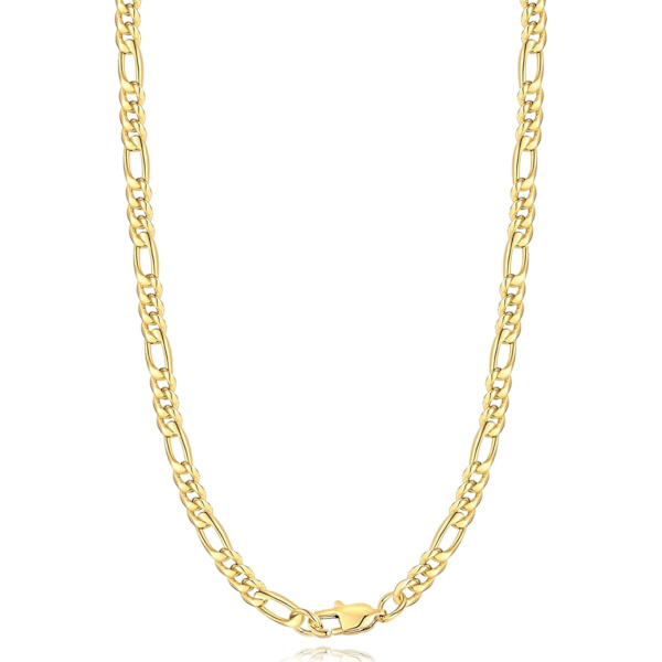 Halsband med Figaro-kedja i guld och silver för män, 14k guldpläterad Figaro-kedja