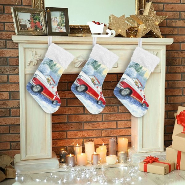 Julklapp, Personliga Julklappsstrumpor 2-pack Jultomten Röd Lastbil 45,7 cm Julstrumpor Hängande Ornament Kamin för Träddekoration