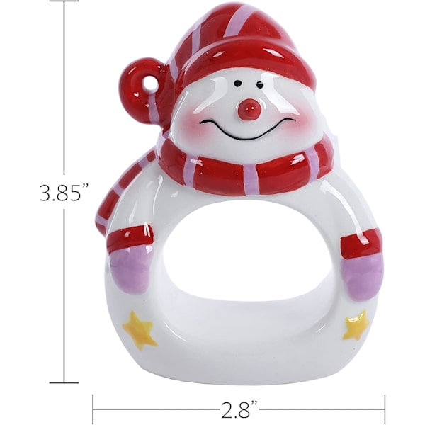 Handmålade keramiska snögubbe julservettringar (set om 4)