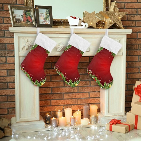 Julklapp, Personliga Julklappsstrumpor 2-pack Julkrans Gott Nytt År 18 tum Julstrumpor Hängande Ornament Kamin för