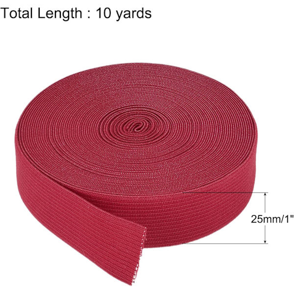 Elastiske bånd til syning 1\" 10 Yard Rød strikket elastisk spole Høj elasticitet til