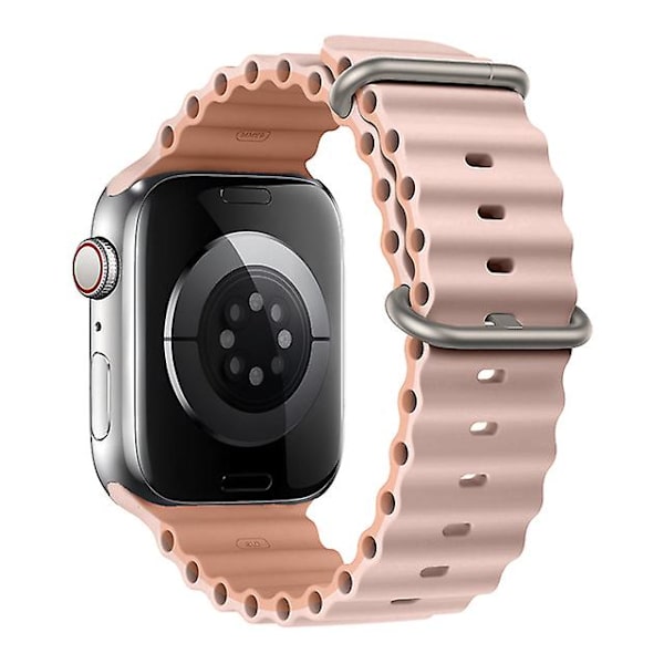 Rem för Apple Watch Ultra Band 49mm 44mm 40mm 45mm 41mm 42mm 45 Mm Watchband Silikonarmband Iwatch Serie 7 8 4 5 6 3 Se Oxford Pink-Rose 38mm 40mm 41mm