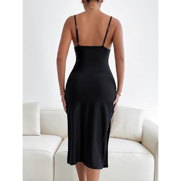 Split Cowl Neck Midi Party Kjole Kvinders Split Cowl Neck Midi Kjole