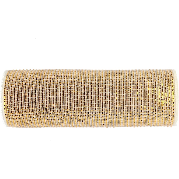 10 meter 10 tum poly mesh bandrullar deluxe bred folie, elfenben/guld