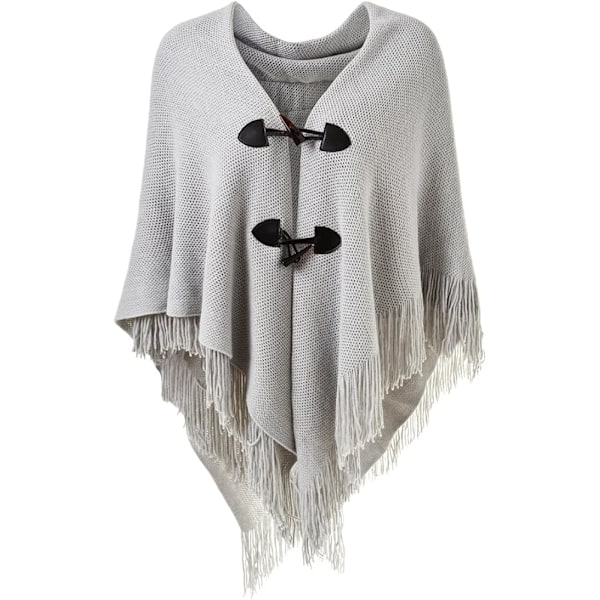 Snygg Hornknapp Rutig Poncho V-ringning, V-fåll