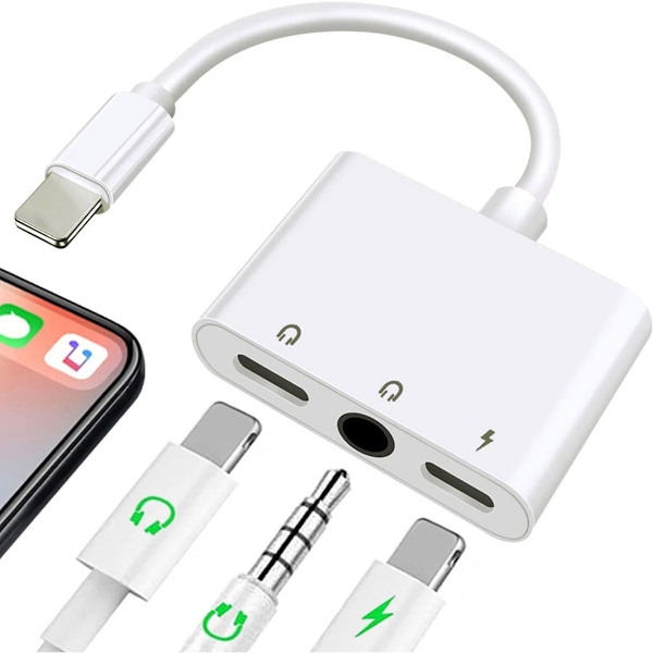 3 i 1 hörlursadapter för iPhone - Lightning till 3,5 mm adapter