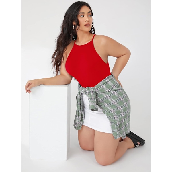 Plus Size Halterneck-top med tætsiddende cami til kvinder