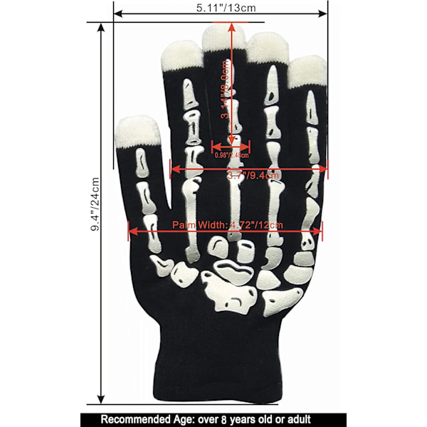 Skjeletthansker. Led-hansker. Lyshansker Fingerlys