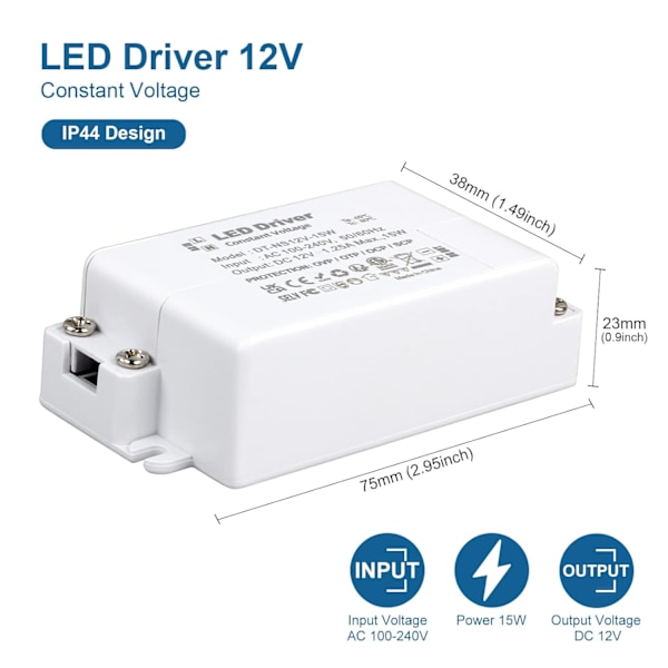 12V 15W LED-driver - Konstant spændingstransformator til LED-belysning