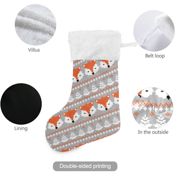 Julklapp, Personliga Julklappsstrumpor 2-pack Räv Barnlig Djur Söt Boho 18 tum Julstrumpor Hängande Ornament Eldstad för
