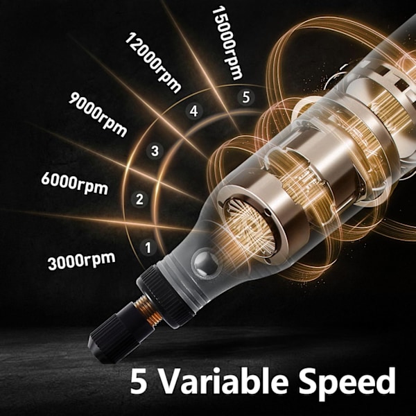 USB Trådløst Rotationsværktøj - 5 Hastigheder m/ Lys & 24 Bits - Til Boring/Slibning/Gravering