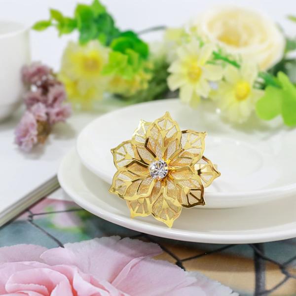 12 stk blomsterserviettringholdere sett for ferie bryllup jul