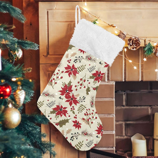 Jule-Strømpe, Personlige Jule-Strømper 2-pakning Jule-Stjerne Blomst Bær Jul 45,7 cm Jule-Strømper Hængende Ornament Kam