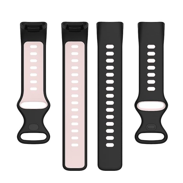 For Fitbit Charge 5 To-farvet silikoneurrem XUT Black Pink